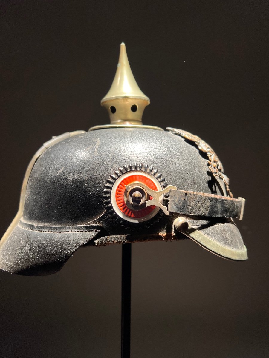 Casque à Pointe De Troupe Du 21e Bataillon Des Pioniers De Nassau, Prusse, 1904.-photo-3