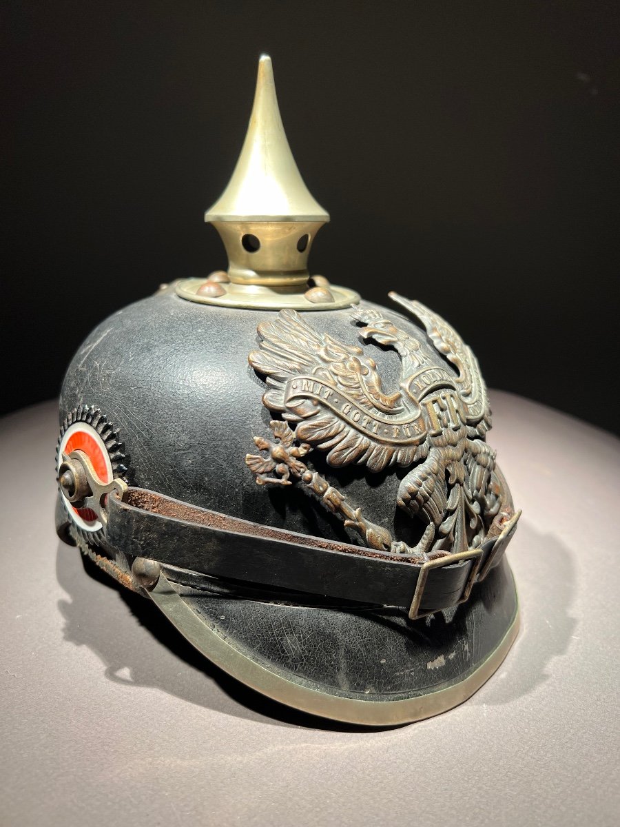 Casque à Pointe De Troupe Du 21e Bataillon Des Pioniers De Nassau, Prusse, 1904.-photo-3