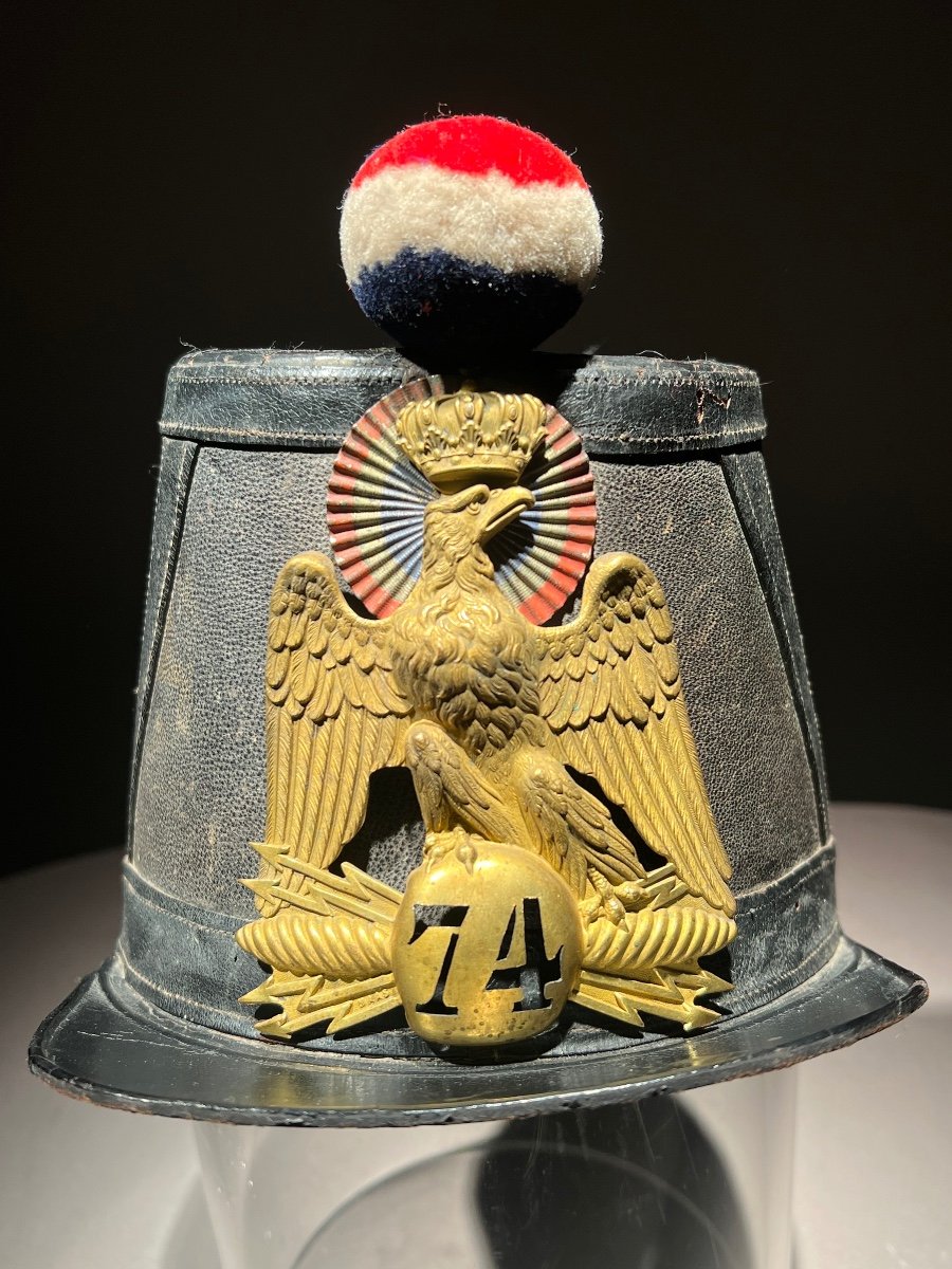 Shako D’officier Du 74e Régiment D’infanterie De Ligne, Mod. 1860, France, Second Empire.-photo-2