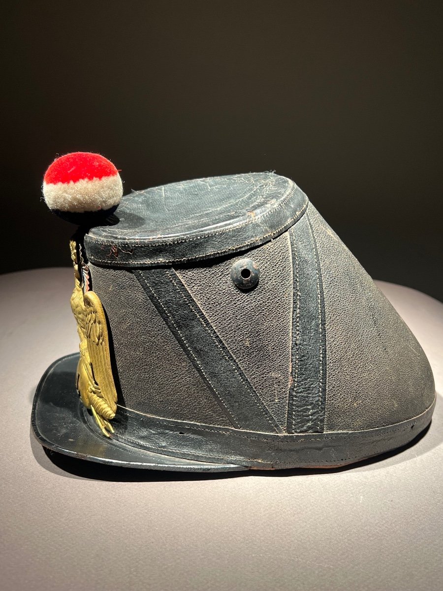 Shako D’officier Du 74e Régiment D’infanterie De Ligne, Mod. 1860, France, Second Empire.-photo-1