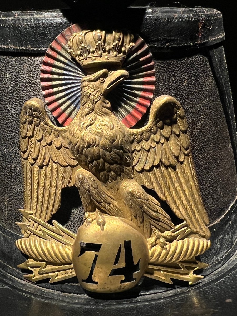 Shako D’officier Du 74e Régiment D’infanterie De Ligne, Mod. 1860, France, Second Empire.-photo-4