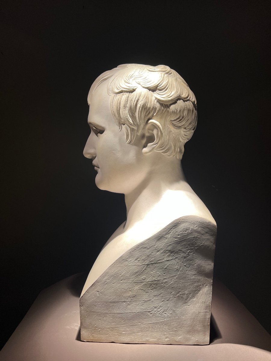 Idealized Bust Of Napoleon After Chaudet, Plaster Proof, France, 1st Half Of The 19th Century.-photo-2