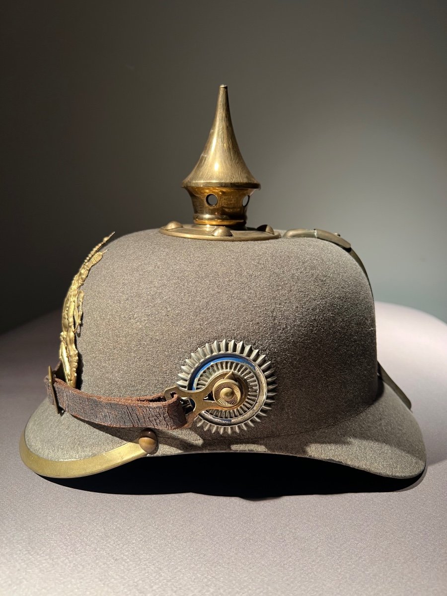 Bavarian Troop Infantry Pickelhaube In Felt, Mod. 1895, Ersatz From 1914-1915.-photo-4