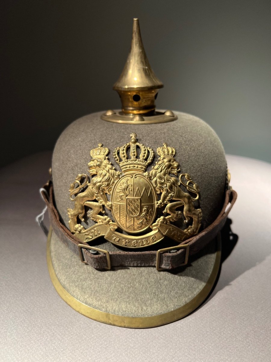 Bavarian Troop Infantry Pickelhaube In Felt, Mod. 1895, Ersatz From 1914-1915.