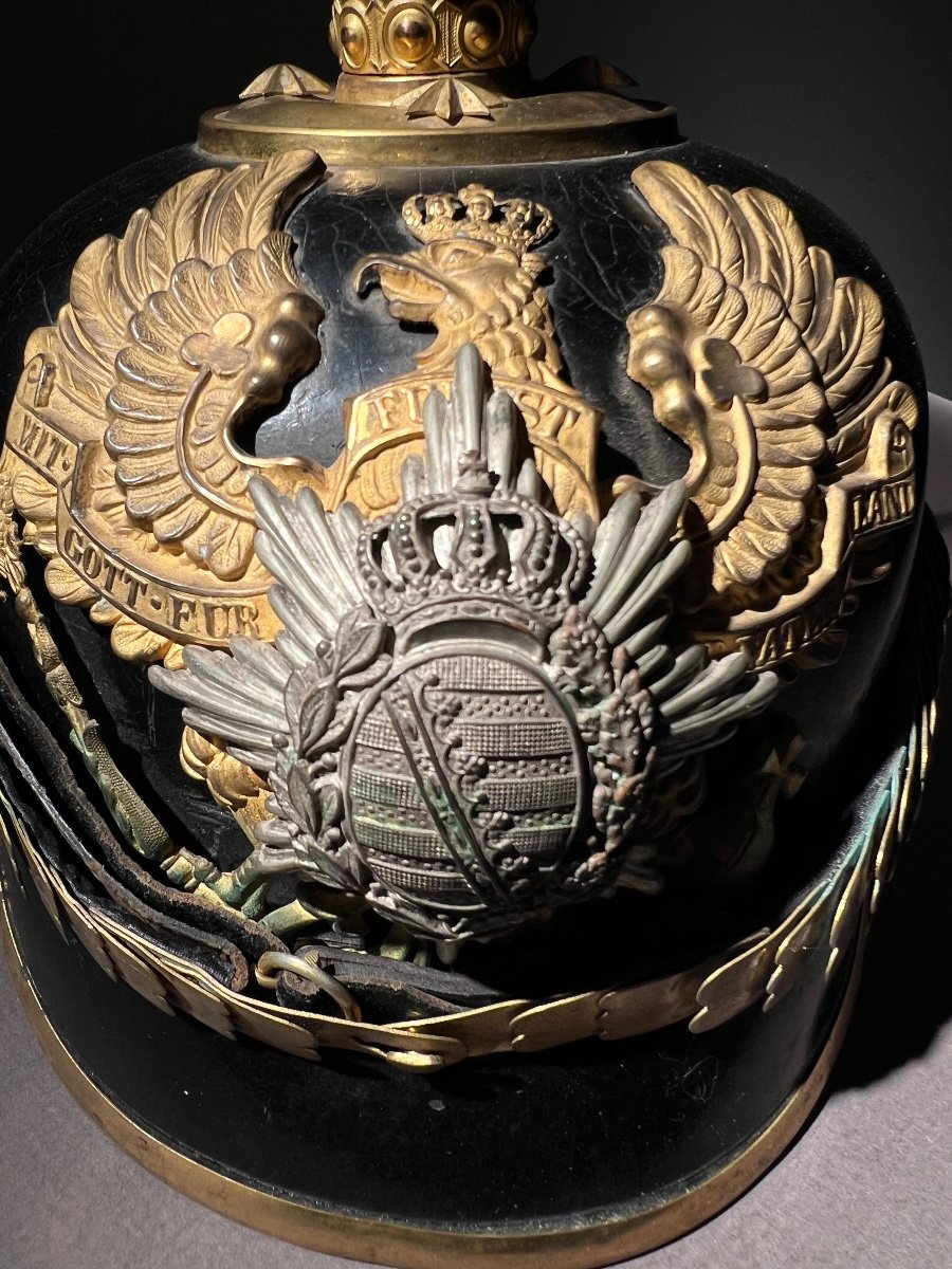 Casque à Pointe D’officier D’infanterie Du Sachsen-weimar, Mod 1895, Reg. No 94.-photo-3