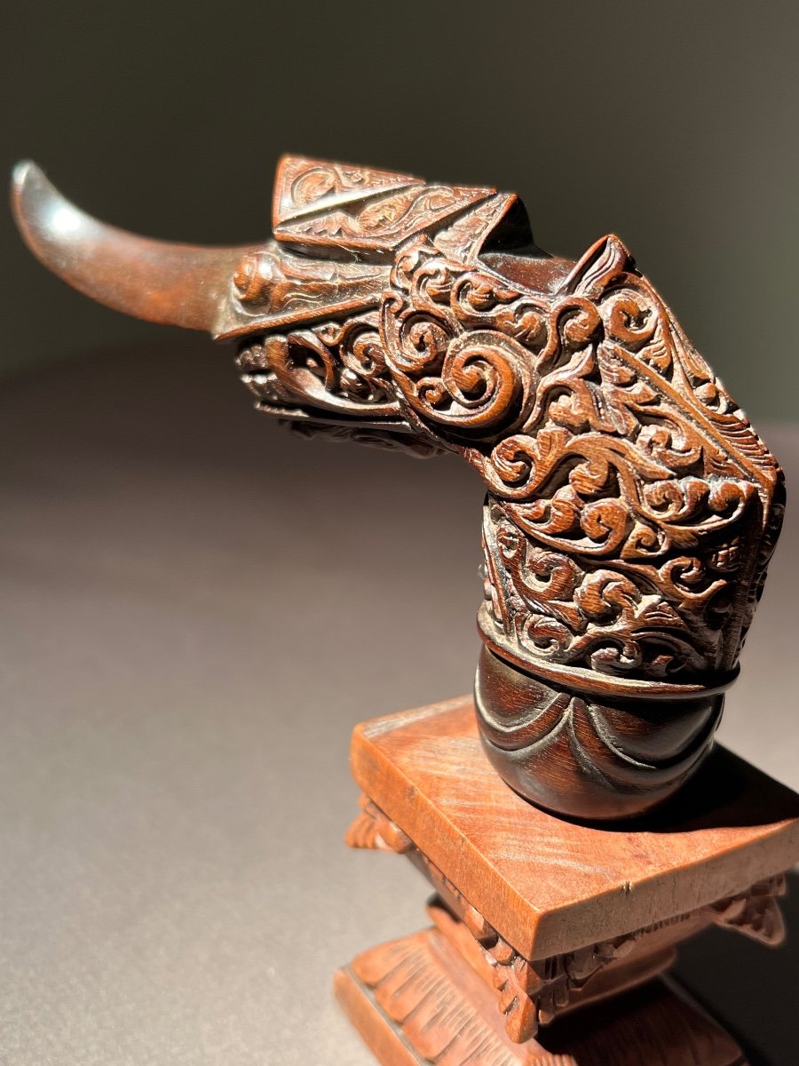 Keris Handle, Stylized Kingfisher (pekakak), Tayuman Wood, Malaysia, 19th Century.-photo-4