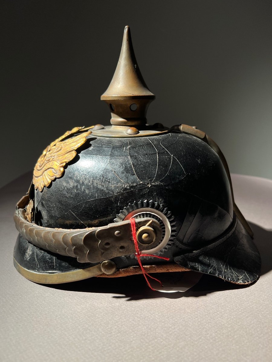 Spike Helmet (pickelhaube) Of The 15th Train Battalion, Strasbourg, 1914.-photo-4