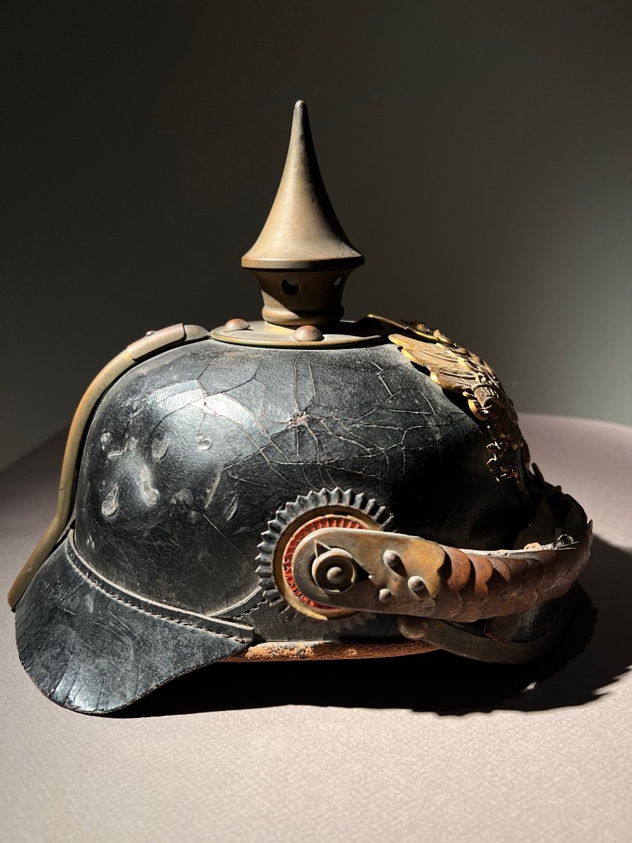 Spike Helmet (pickelhaube) Of The 15th Train Battalion, Strasbourg, 1914.-photo-2