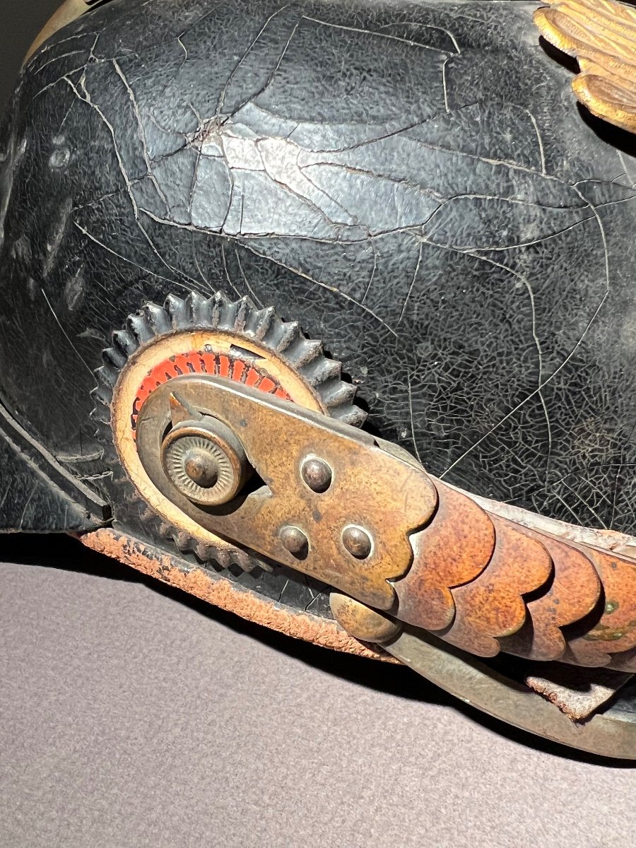 Spike Helmet (pickelhaube) Of The 15th Train Battalion, Strasbourg, 1914.-photo-3