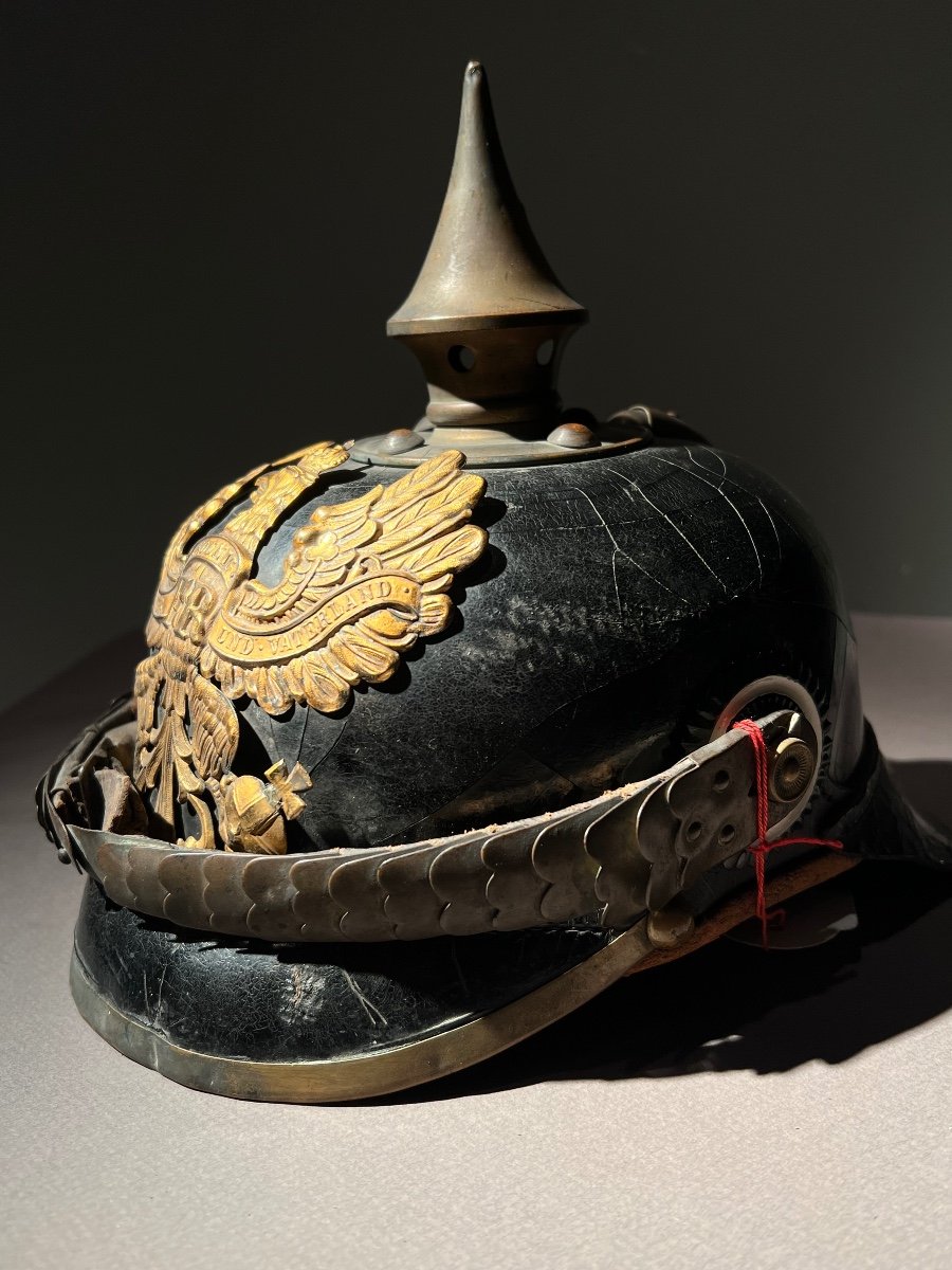 Spike Helmet (pickelhaube) Of The 15th Train Battalion, Strasbourg, 1914.-photo-4