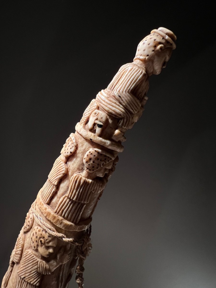 Elephant Tusk From Loango, West Africa, Depicting Human Scenes, Ca. 1880.-photo-2