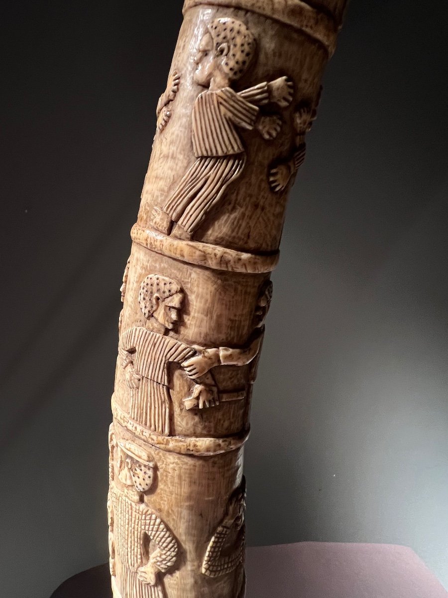 Elephant Tusk From Loango, West Africa, Depicting Human Scenes, Ca. 1880.-photo-4