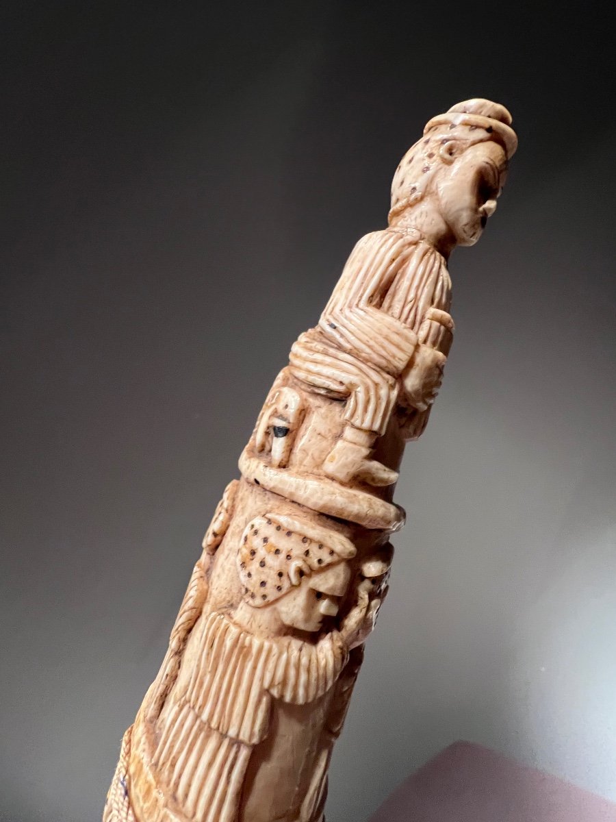 Elephant Tusk From Loango, West Africa, Depicting Human Scenes, Ca. 1880.-photo-2