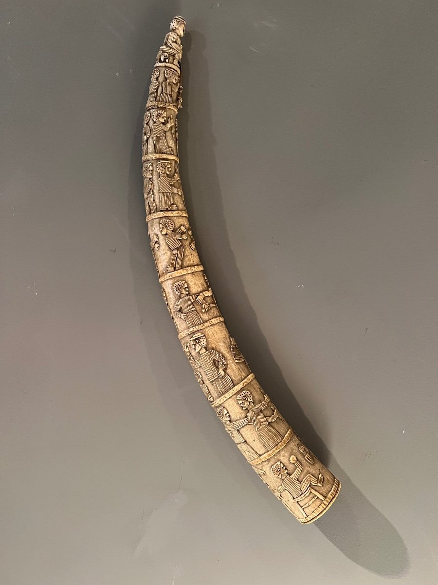 Elephant Tusk From Loango, West Africa, Depicting Human Scenes, Ca. 1880.-photo-6