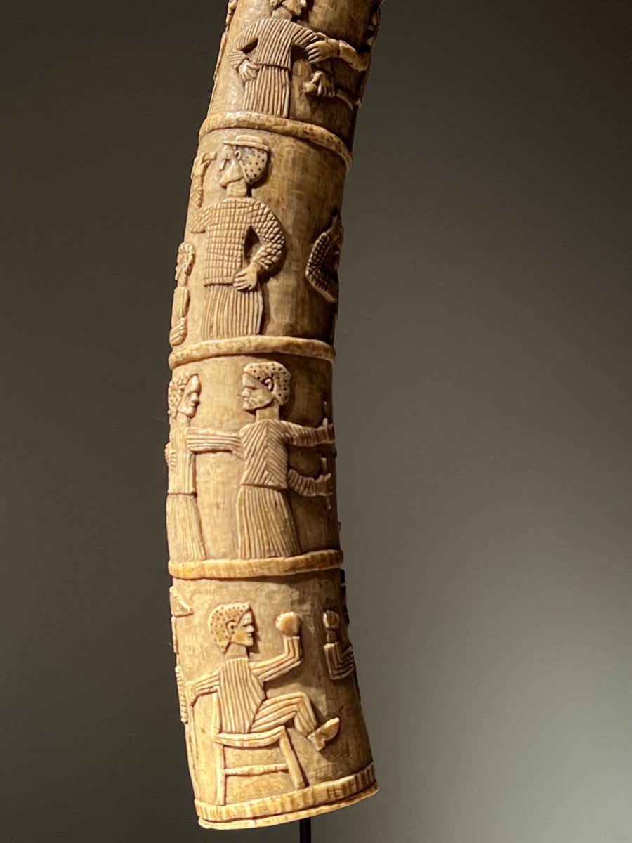 Elephant Tusk From Loango, West Africa, Depicting Human Scenes, Ca. 1880.-photo-7