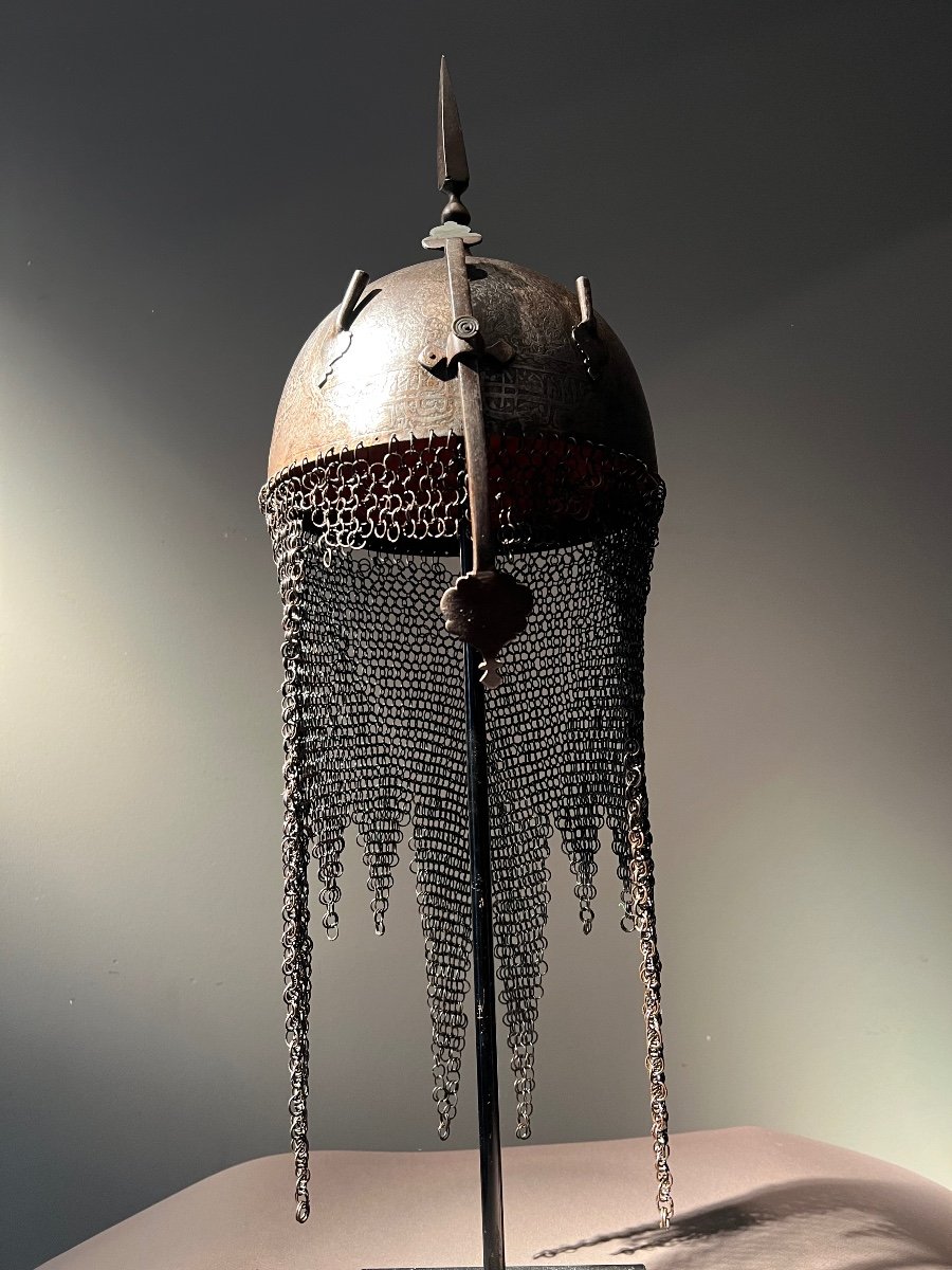 Ottoman “kulah Khud” Helmet And Rondache Shield, Ottoman Or Indo-persian Empire, 19th C.-photo-2