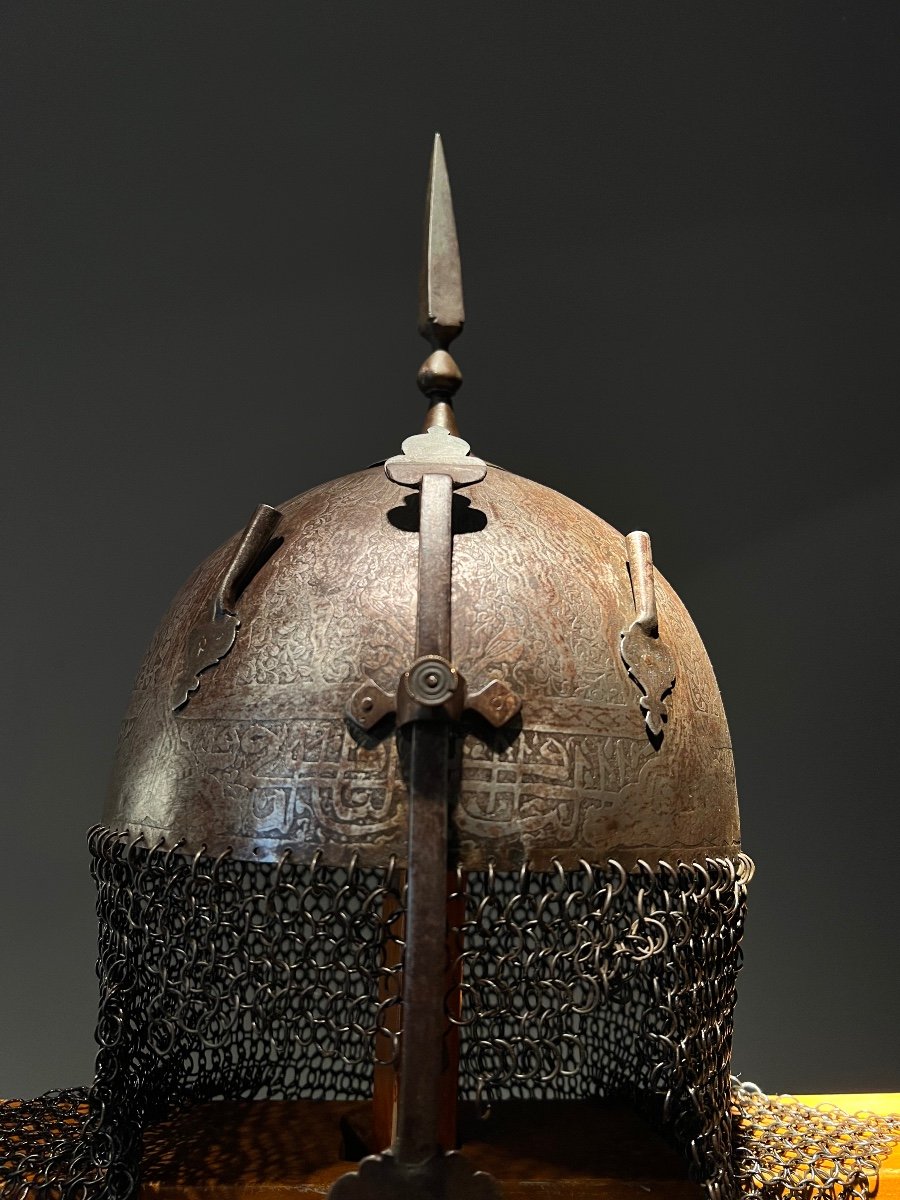 Ottoman “kulah Khud” Helmet And Rondache Shield, Ottoman Or Indo-persian Empire, 19th C.-photo-3