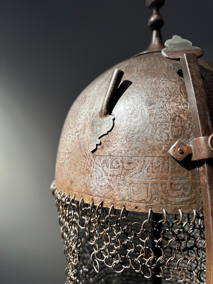 Ottoman “kulah Khud” Helmet And Rondache Shield, Ottoman Or Indo-persian Empire, 19th C.-photo-4