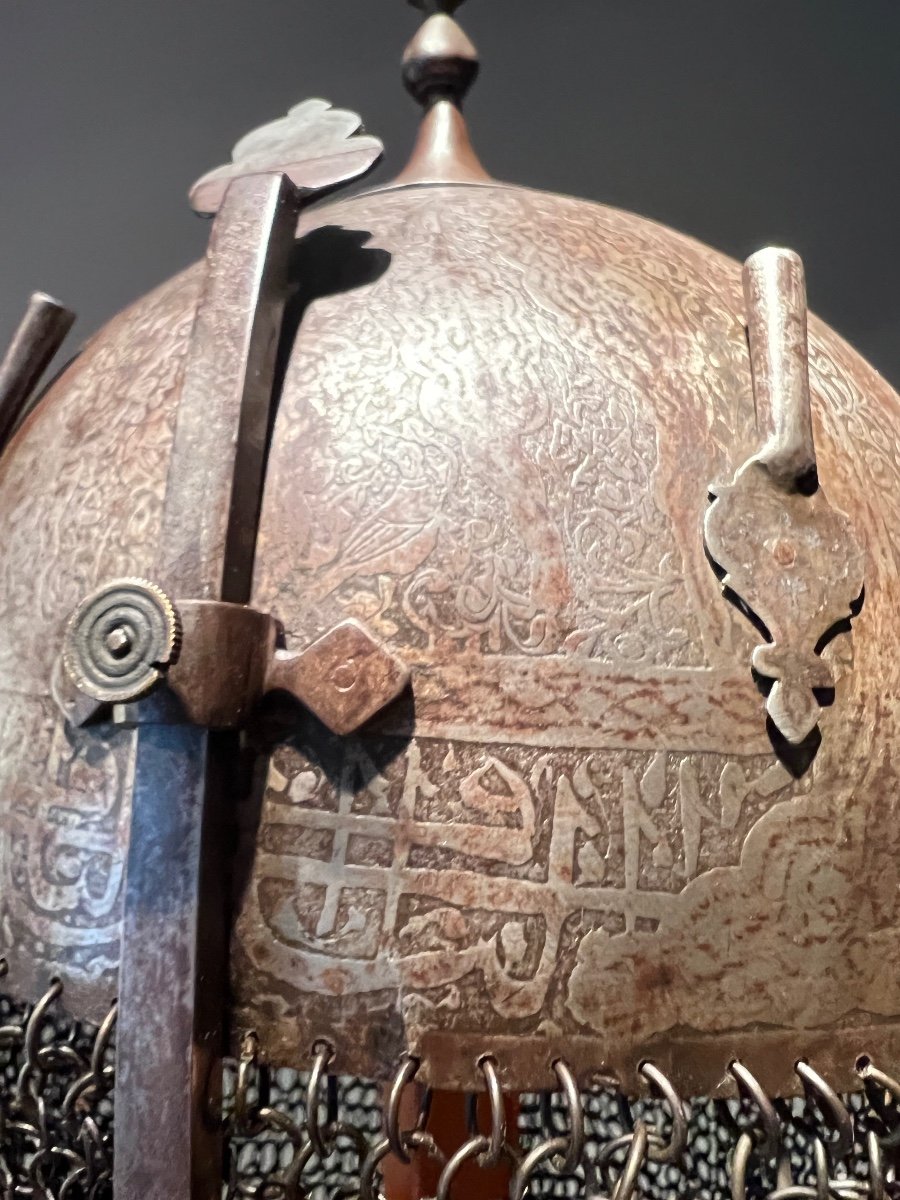 Ottoman “kulah Khud” Helmet And Rondache Shield, Ottoman Or Indo-persian Empire, 19th C.-photo-1