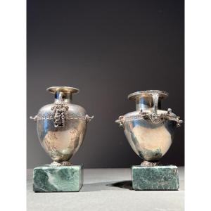 Pair Of Neo-etruscan Silver Vessels, Attributed To Buccellati, Italy, Ca. 1920.