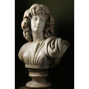 Carrara Marble Bust Of Melpomene, Italy, Circa 1800.