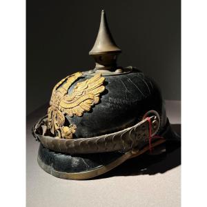 Casque à Pointe (pickelhaube) De Troupe Du 15e Bataillon De Train,, Strassbourg, 1914.