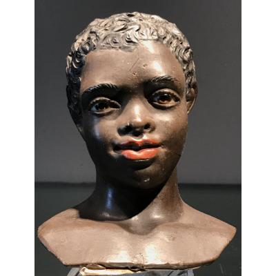 Senton Head Of Black Child In Wax, Naples, 1880.
