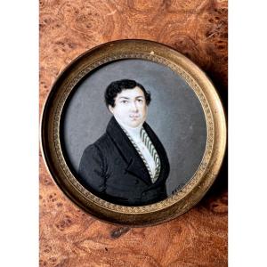 Cuyek, Miniature On Ivory, Portrait Of A Man, Ca. 1830.