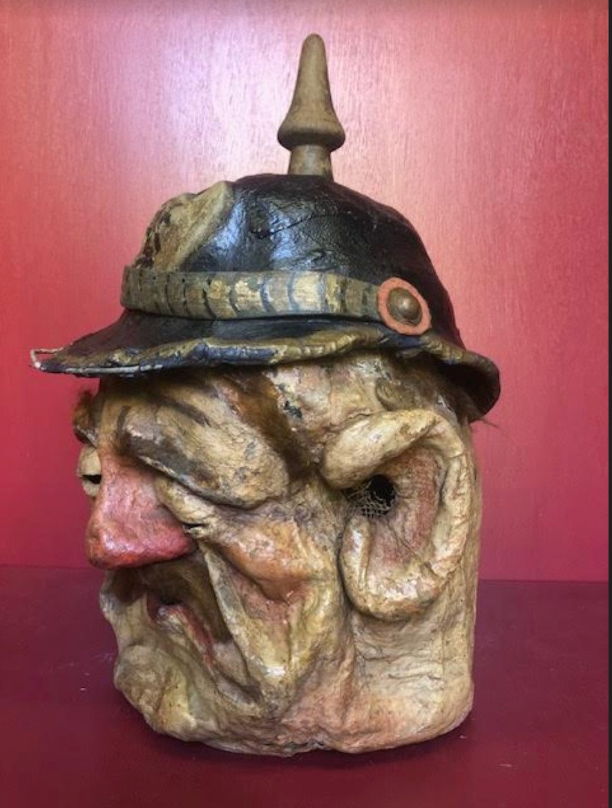 Carnival Head Paper Mache Old Military-photo-3