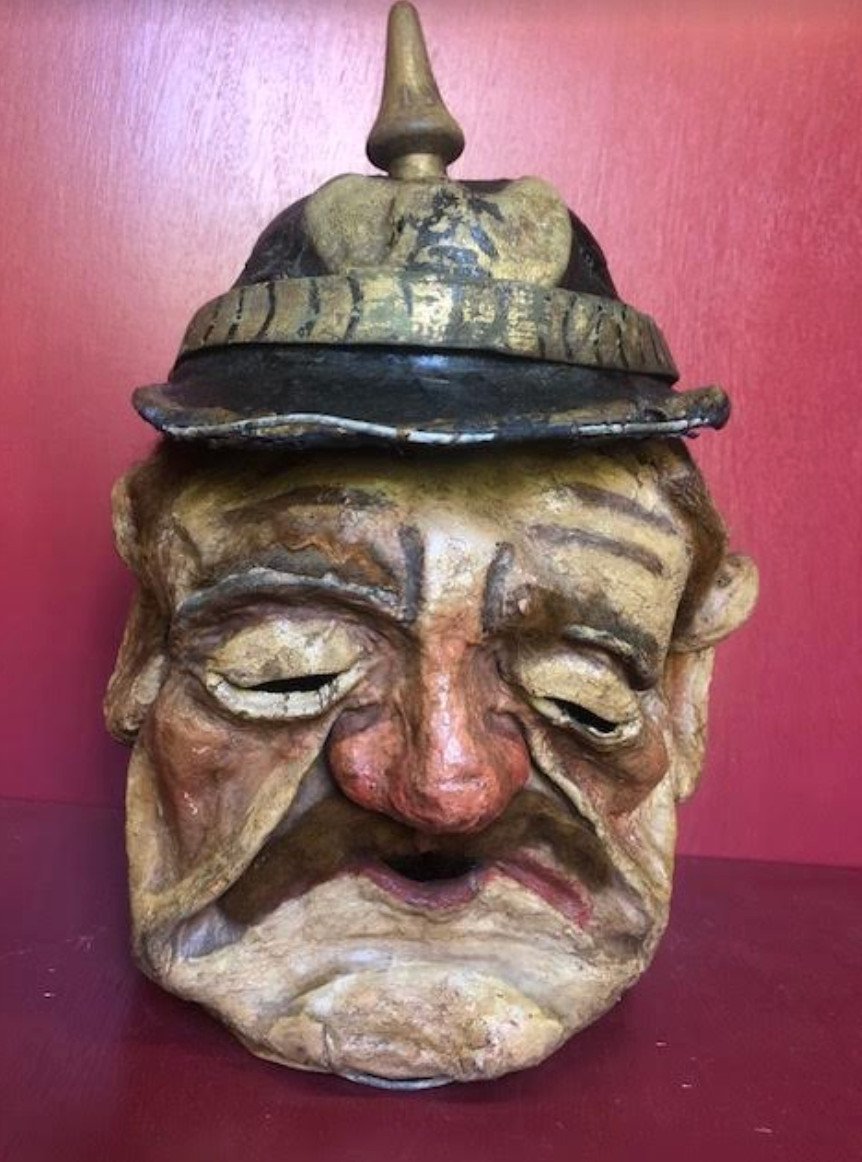 Carnival Head Paper Mache Old Military