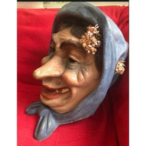 Carnival Head Paper Mache Woman Hat