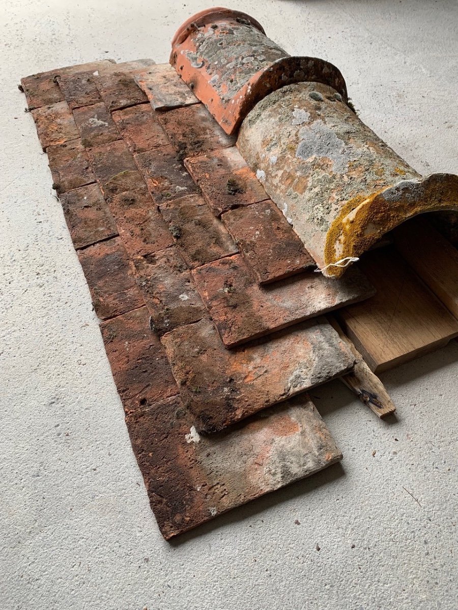 18th Century Flat Burgundy Tiles - Terracotta-photo-4