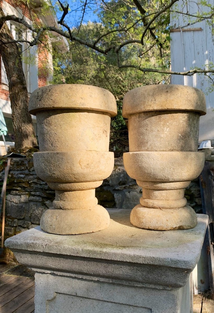 Paire De Vases En Pierre XIXe-photo-3