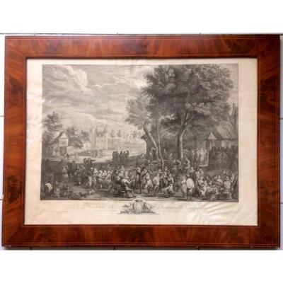 Gravure Teniers - Le Bas - Les Fêtes Flamandes