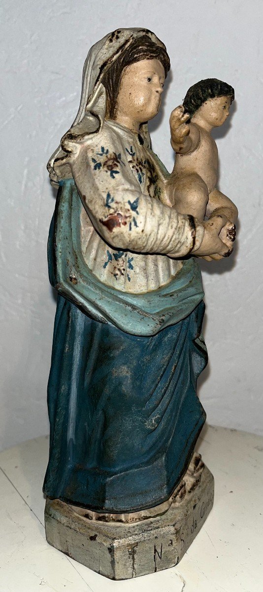  Virgin And Child Polychrome Wood -photo-2