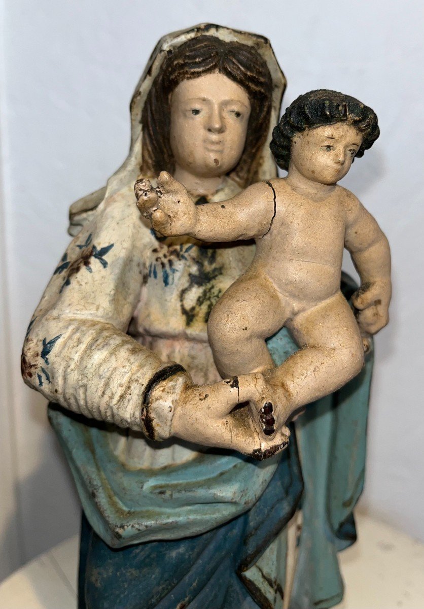  Virgin And Child Polychrome Wood -photo-1