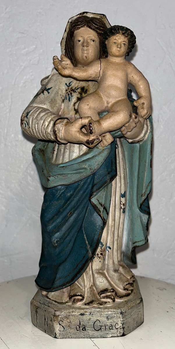  Virgin And Child Polychrome Wood 