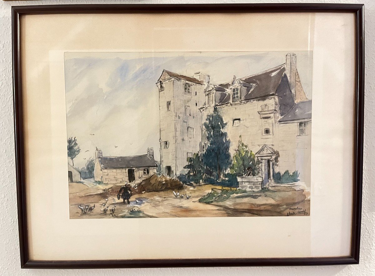 Pierre Abadie Landel ( 1896- 1972) Aquarelle Sur Papier 