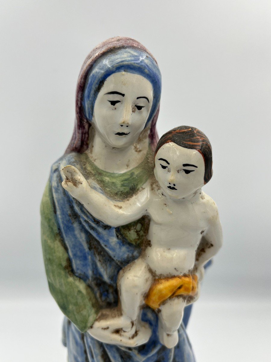 Vierge à l'Enfant En Faïence "malicorne "-photo-3