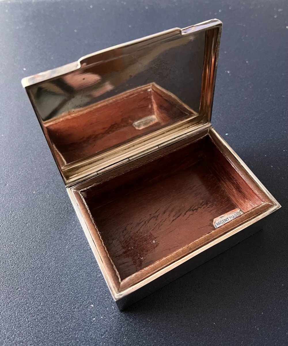 Cigarette Or Cigarillo Box In Solid Silver And Mahogany -photo-3