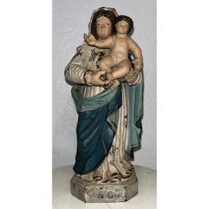  Virgin And Child Polychrome Wood 