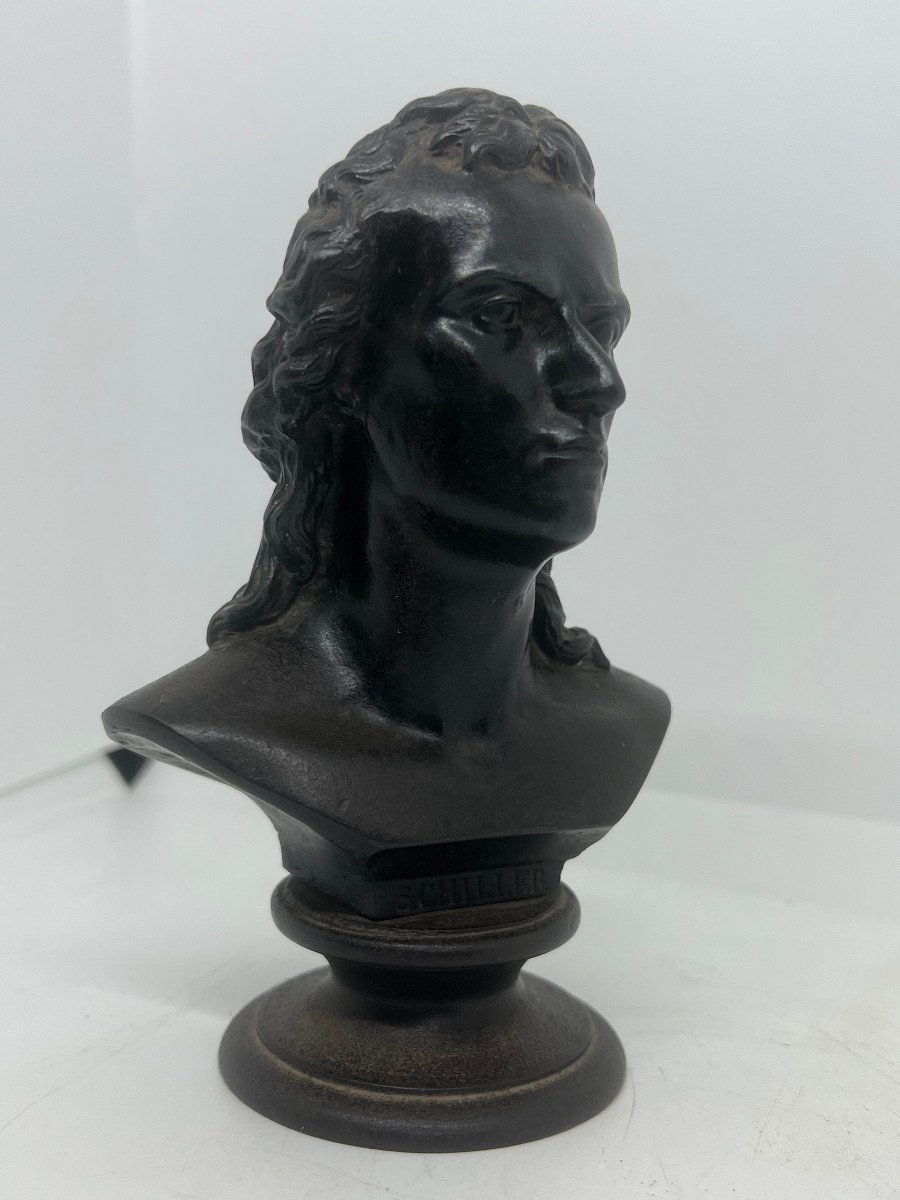 Schiller Small Bust In Cast Iron From The XIX Sec.-photo-3