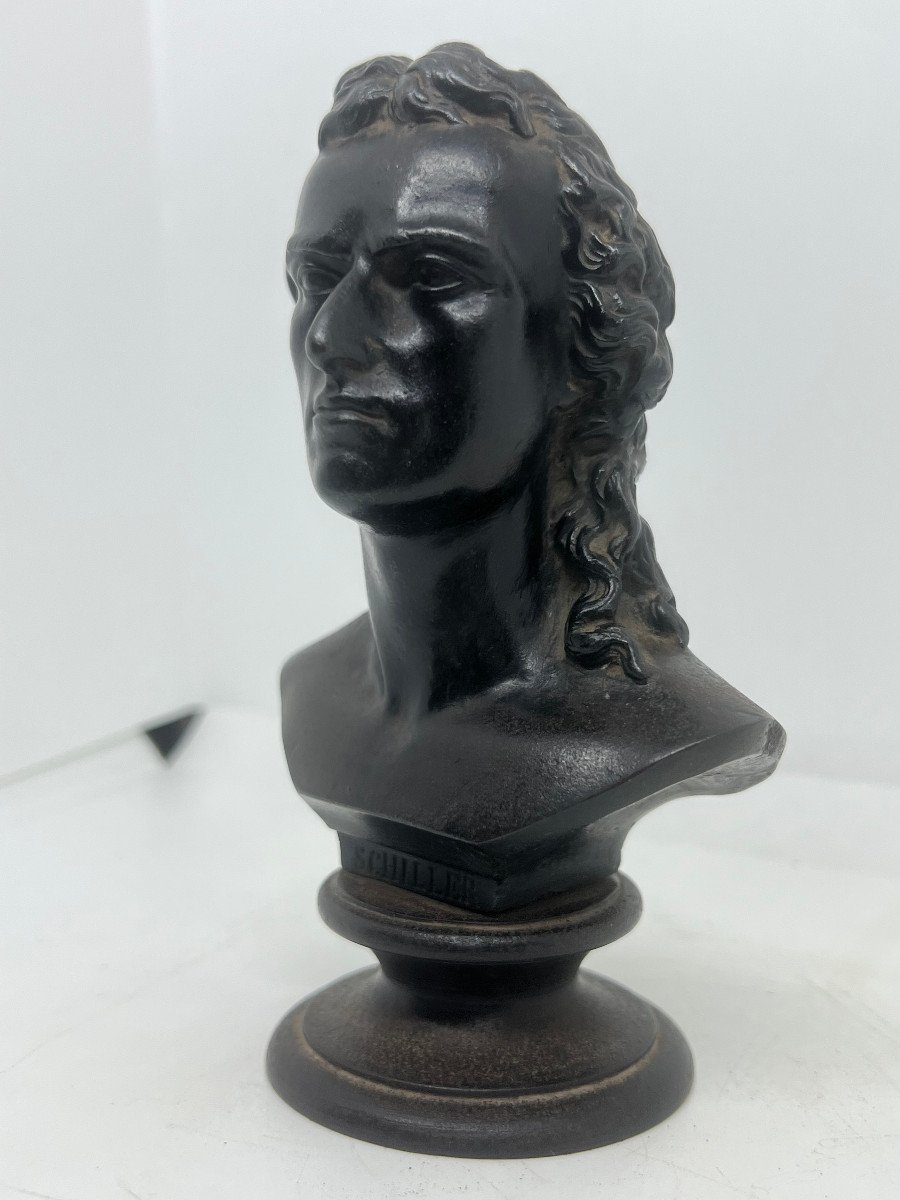 Schiller Small Bust In Cast Iron From The XIX Sec.-photo-4