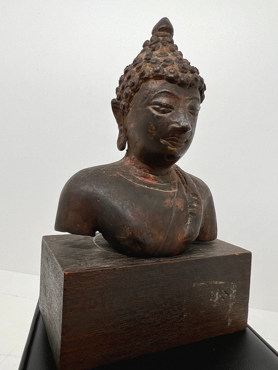 Buddha Head From Laos In Bronze