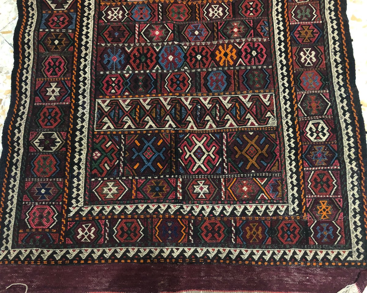 Kilim Soumak, Iranian Azerbaijan, 185 Cm X 100 Cm, Hand Knotted Around 1970, Very Good Condition-photo-2