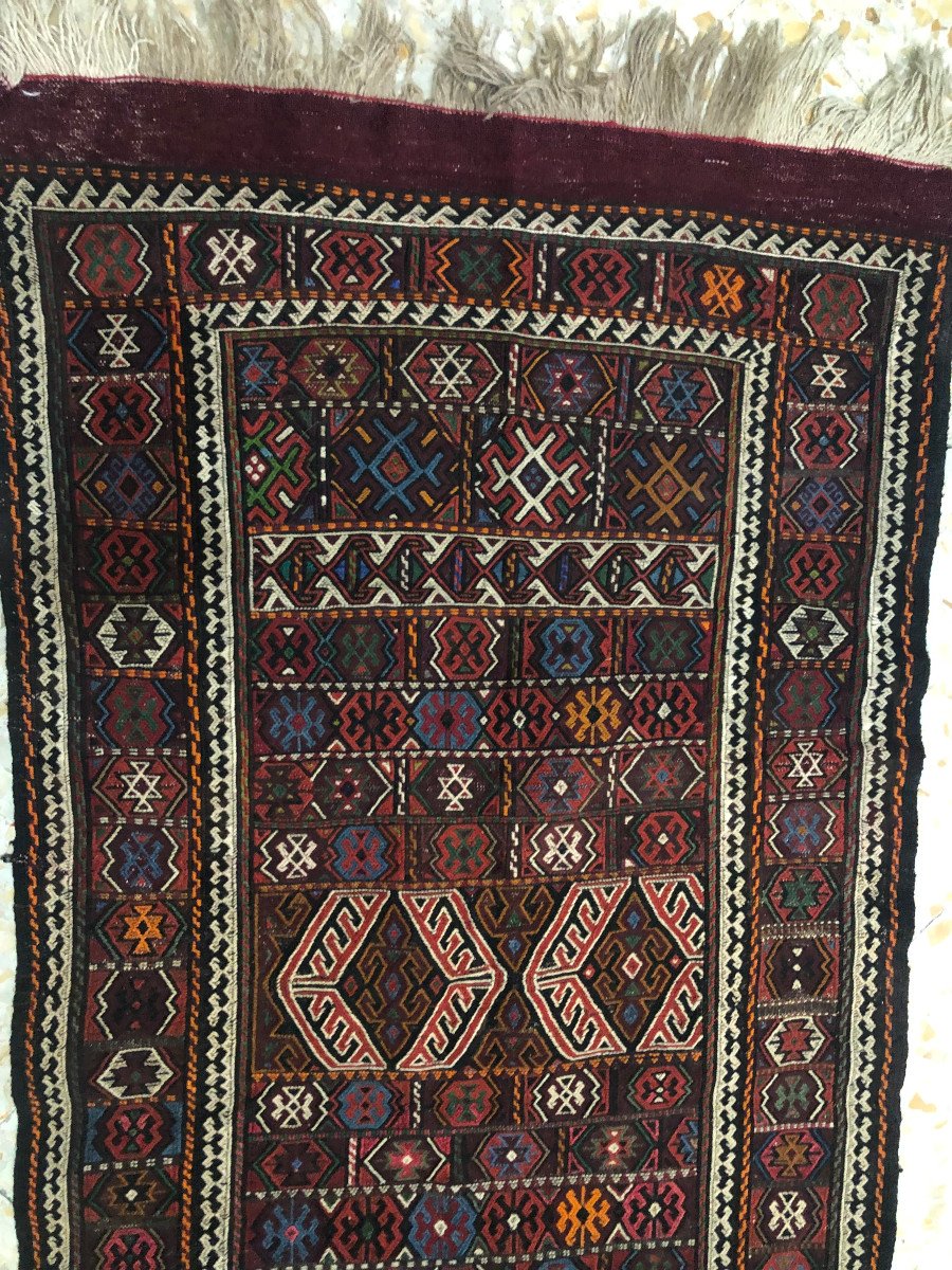 Kilim Soumak, Iranian Azerbaijan, 185 Cm X 100 Cm, Hand Knotted Around 1970, Very Good Condition-photo-4