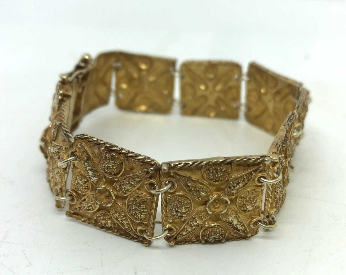 Bracelet In Silver Vermeil Italy Second Moite Du XX Sec-photo-1