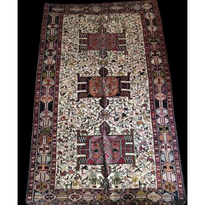 Kilim Soumak, Azerbaïdjan Iranien, 184 Cm X 119 Cm, Noué Main Vers 1970, Très Bon état