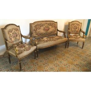 Sofa With Two Armchairs Louis XVI France XIX Sec.