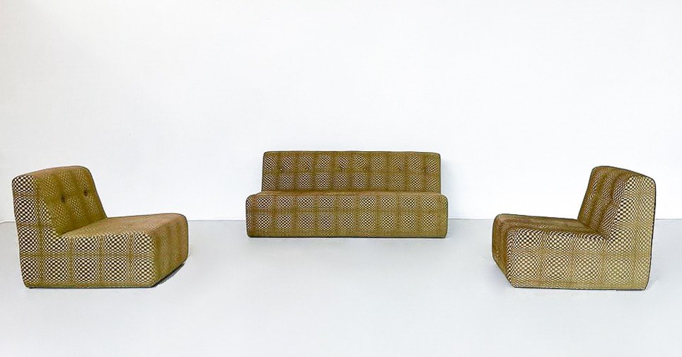 Vasarely Style Sofa Set From The Early 1970s